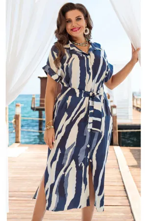Платье Vittoria Queen 24173 синий+белый