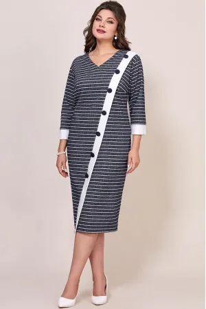 Платье Mira Fashion 5581 серый+белый