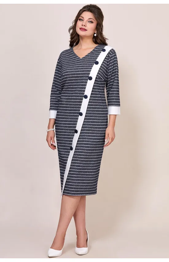 Платье Mira Fashion 5581 серый+белый