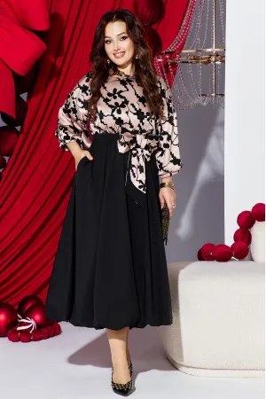 Платье Vittoria Queen 27623 черный, бежевый