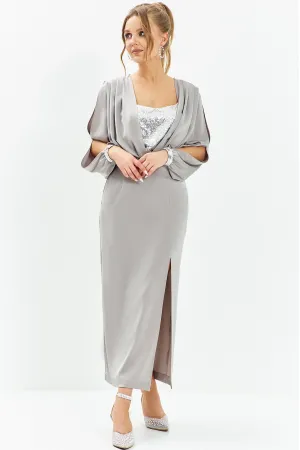 Платье Euromoda 669 серый