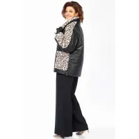 Куртка Lady Secret 7294 черный+леопардовый мех