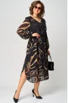 Платье Eva Grant 7297В черный в принт ленты Платье Eva Grant 7297В черный в принт ленты