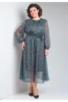 Платье Your Size 2219/170 Темно-зеленый в цветочный принт