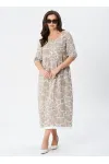 Платье Your Size 2253/164 Серо-бежевый с принтом