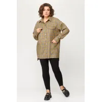 Блузка Avenue 0342 клетка: темно-песочный фон, синяя и бордовая клетка