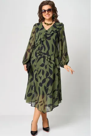Платье Eva Grant 7122A принт олива