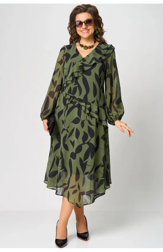 Платье Eva Grant 7122A принт олива Платье Eva Grant 7122A принт олива