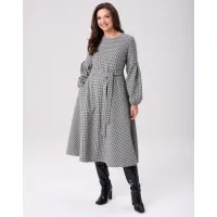 Платье Your Size 2269/170 Черно-белый в «гусиную лапку»