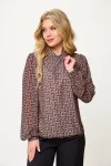 Блузка Talia Fashion 423 геометрический коричнево-черный принт.