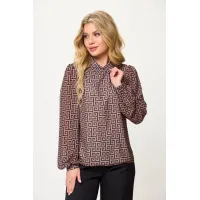 Блузка Talia Fashion 423 геометрический коричнево-черный принт. Блузка Talia Fashion 423 геометрический коричнево-черный принт.