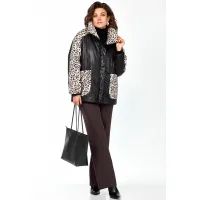 Куртка Lady Secret 7294 черный+леопардовый мех