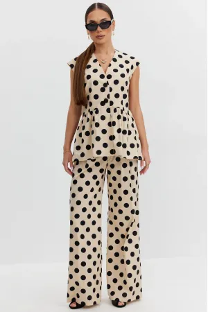 Брюки Vesnaletto 4453 бежевый+черный горох