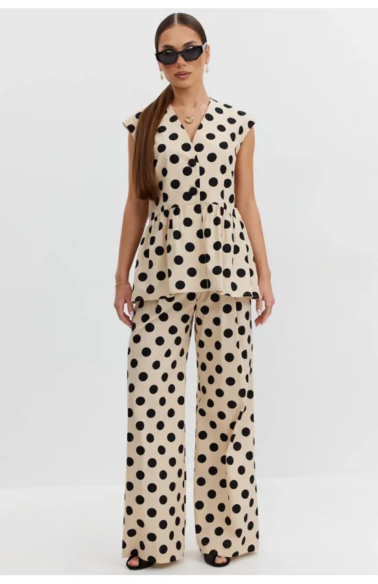 Брюки Vesnaletto 4453 бежевый+черный горох