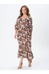 Платье Your Size 2259/170 Медно-коричневые и молочные цветы на черном