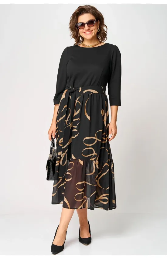 Платье Eva Grant 7216C черый+принт Платье Eva Grant 7216C черый+принт