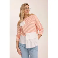 Кофта Kaloris 2183-1 коралловый+бевый
