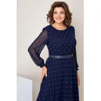 Платье Moda-Versal 2360 тёмно-синий горох