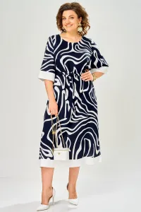 Платье Карина Делюкс М-1245 синий+белый