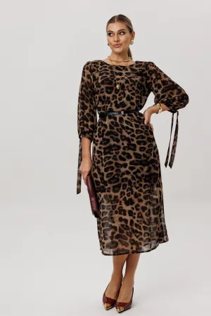 Платье Anelli 1733 Коричневый леопард
