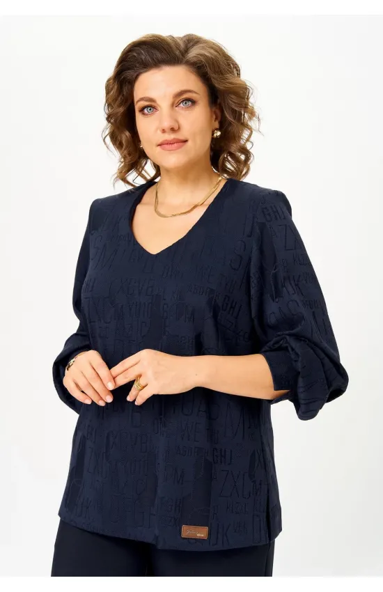 Блузка Белэльстиль 879-329 синий принт