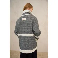 Пальто Lokka 1725 серый/белый/клетка