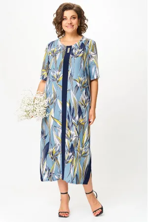 Платье Michel Chic 2168 голубой + цветы