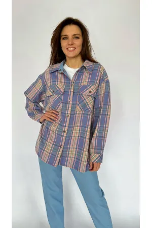Блузка I3I Fashion 202/2 голубая клетка