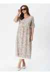 Платье Your Size 2253/164 Серо-бежевый с принтом