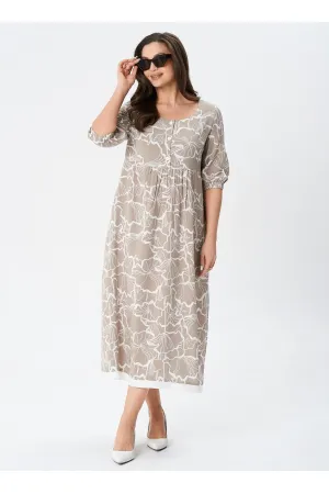 Платье Your Size 2253/164 Серо-бежевый с принтом