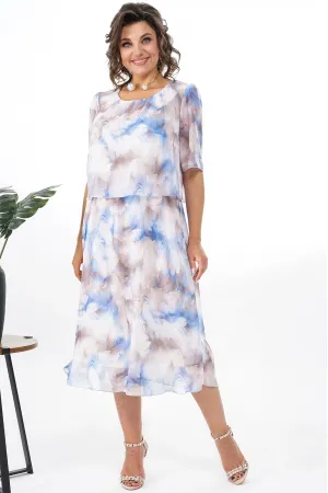 Платье Alani 2370 белый+голубой+бежевый