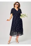 Платье Eva Grant 7116 синий горох