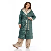 Пальто Диамант 1893 бежево-зелёный