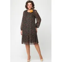 Платье Дали 4560.1 цветы и ягоды на черном