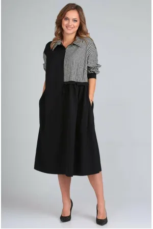 Платье Tvin 7764 черный+клетка