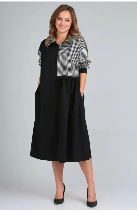 Платье Tvin 7764 черный+клетка