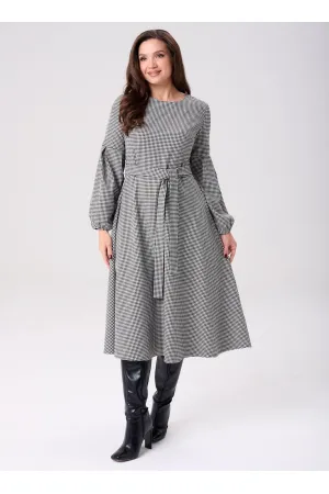 Платье Your Size 2269/164 Черно-белый в «гусиную лапку»