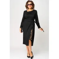 Платье Eva Grant 7220Б черный+принт капучино Платье Eva Grant 7220Б черный+принт капучино