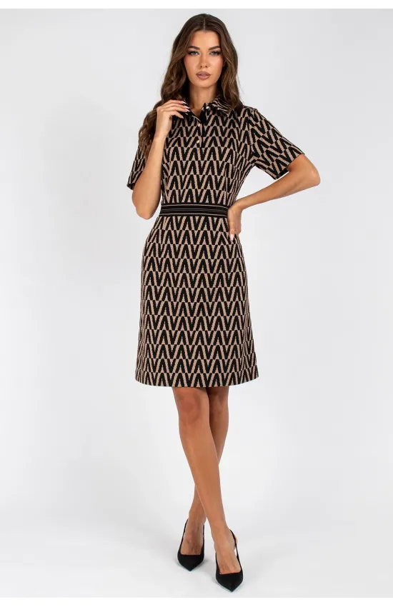 Платье Vizavi 807 кэмел с черным