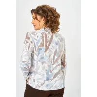 Кофта Swallow 883.1 молочный, принт «бежево-голубые тропические листья»