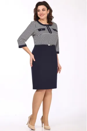 Платье Lady Style Classic 1151 Темно-синий с молочным