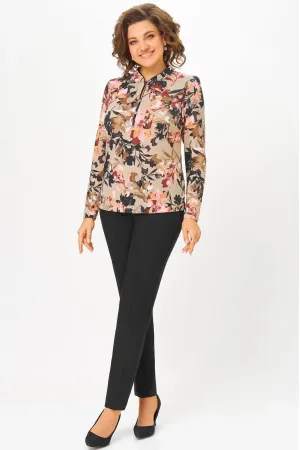 Блузка Дали 4068.1 бежевые цветы