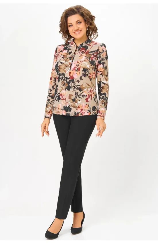 Блузка Дали 4068.1 бежевые цветы