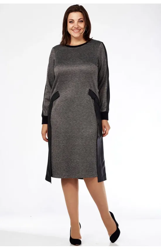 Платье Lady Style Classic 1733/1 Черный с серым