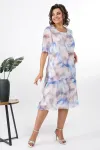 Платье Alani 2376 бежевые  и синие разводы
