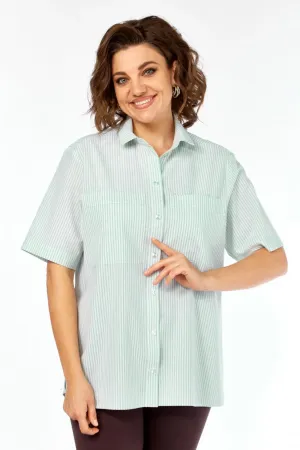Блузка Avenue 0338-5 полоска, светло-зеленый+молочный
