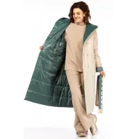 Пальто Диамант 1893 бежево-зелёный