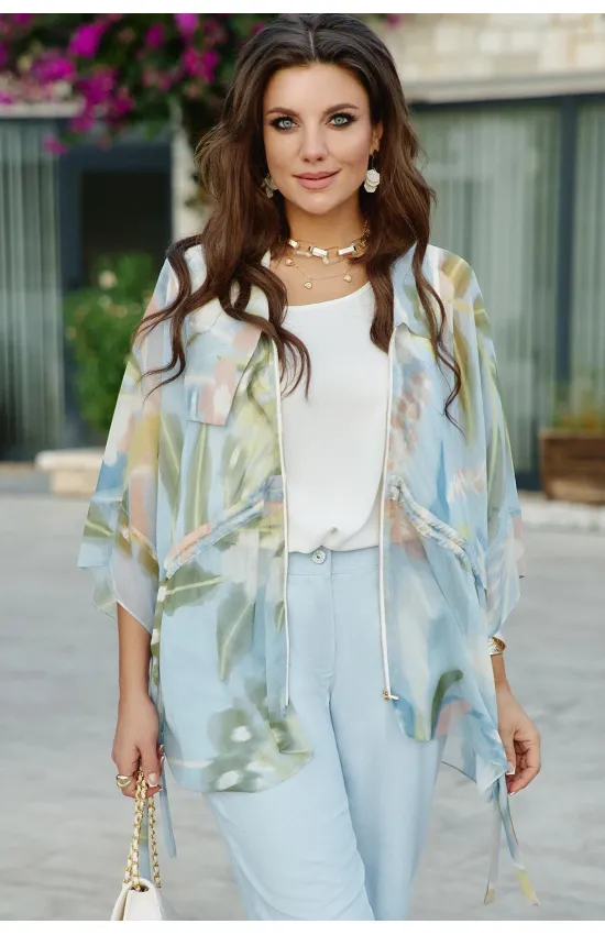 Блузка Vittoria Queen 27853-1-1 голубой, молочный, принт