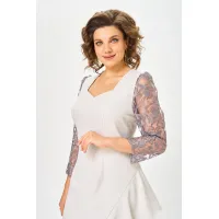Платье Mira Fashion 5654 молочный+кружево