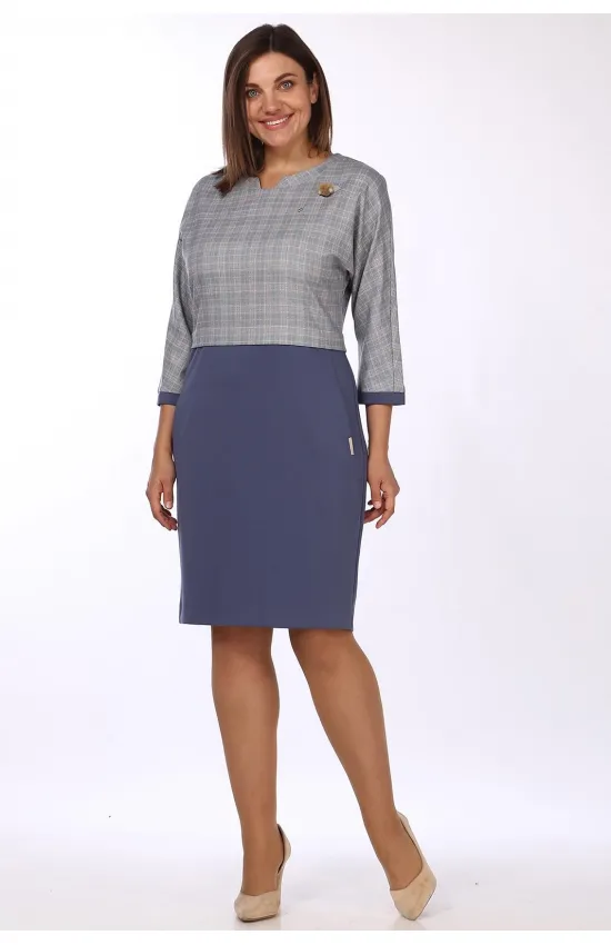 Платье Lady Style Classic 1449 Серый с синим